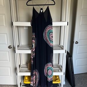 Old Navy Navy Maxi Dress with Vibrant Patterns
